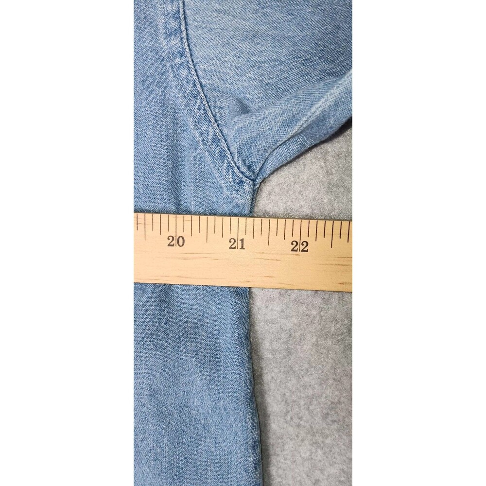 Vintage Andrews Blues Embroidered Button Up Denim Jean Shirt Womens Medium Teddy - Picture 10 of 16